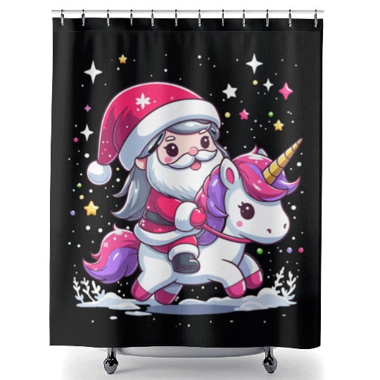 Santa Claus and Unicorn Shower Curtains