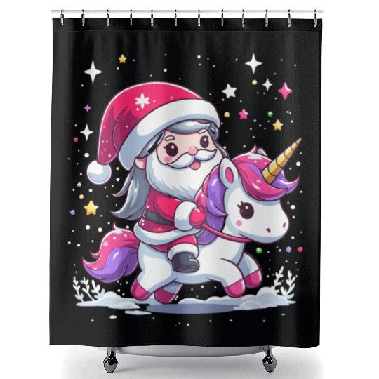 Santa Claus and Unicorn Shower Curtains