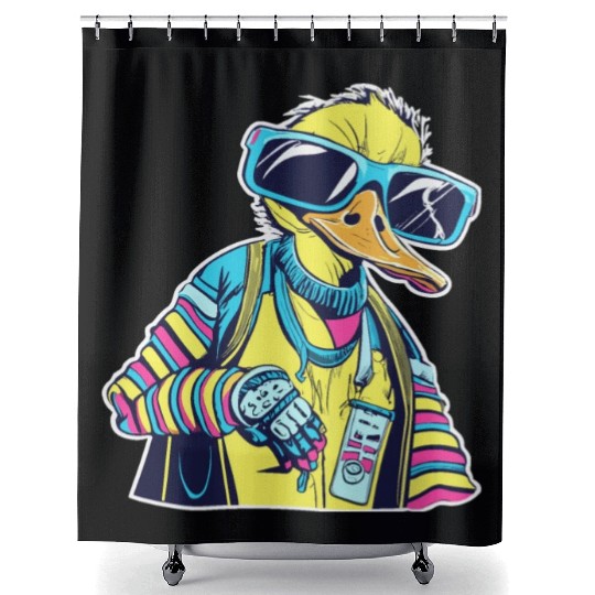 Punk Duck Duckling Punk Rocker Shower Curtains