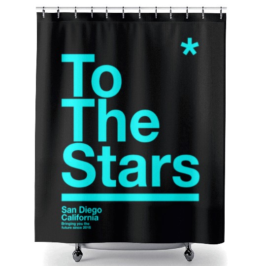 To The Stars Light Blue Shower Curtains
