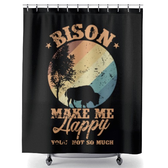 Bison make my Happy Environment Animal Shower Curtains