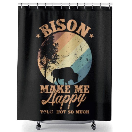 Bison make my Happy Environment Animal Shower Curtains
