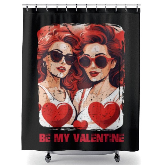 Valentines Day Outfit For Her And Her in love Shower Curtains