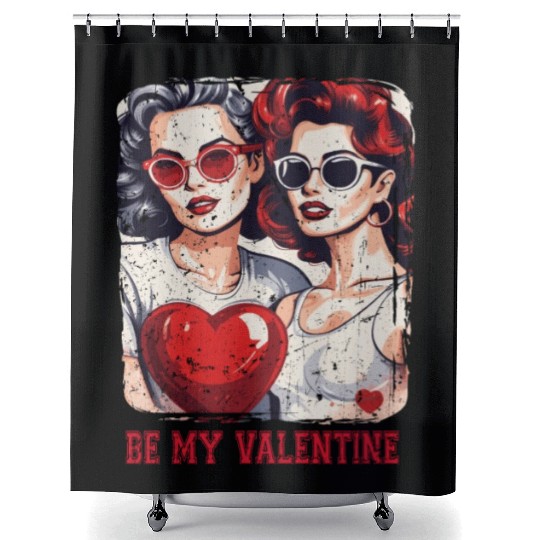 Valentines Day Outfit For Her And Her in love Shower Curtains
