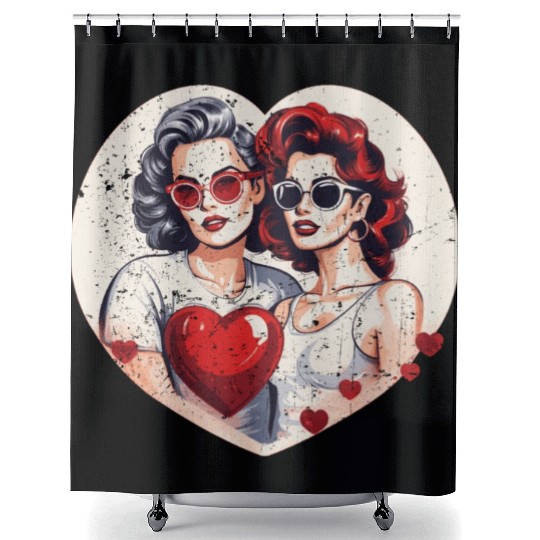 Valentines Day Outfit For Her And Her in love Shower Curtains