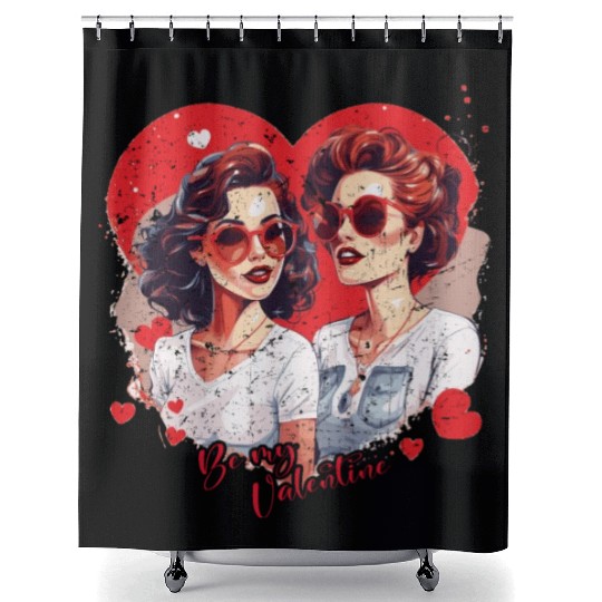 Valentines Day Outfit For Her And Her in love Shower Curtains
