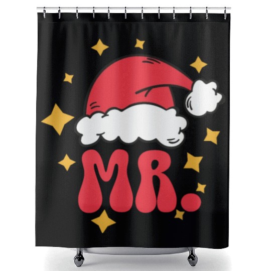 Mr And Mrs Claus Christmas Couples Matching Pajama Shower Curtains