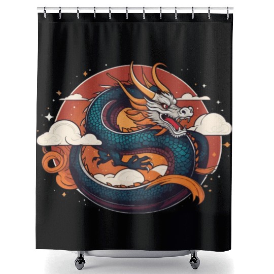a traditional Chinese dragon Shower Curtains