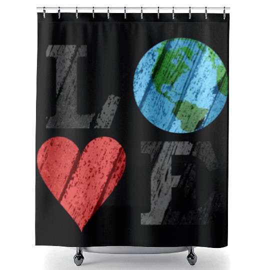 Earth Love With Heart And Earth Shower Curtains