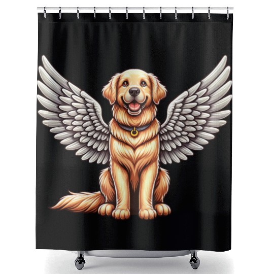 Golden Retriever Angel - Gentle Dog with Wings Shower Curtains