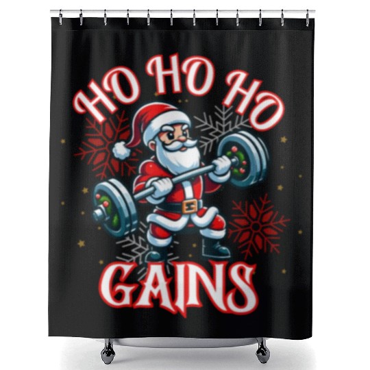 Santa Claus Christmas workout Shower Curtains