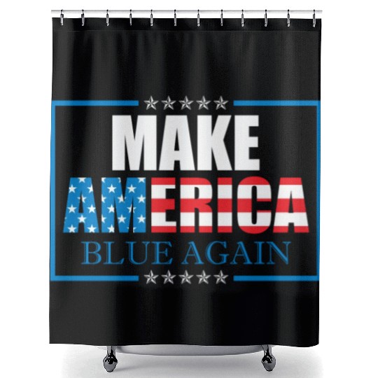 Make America Blue Again Patriotic American Flag Shower Curtains