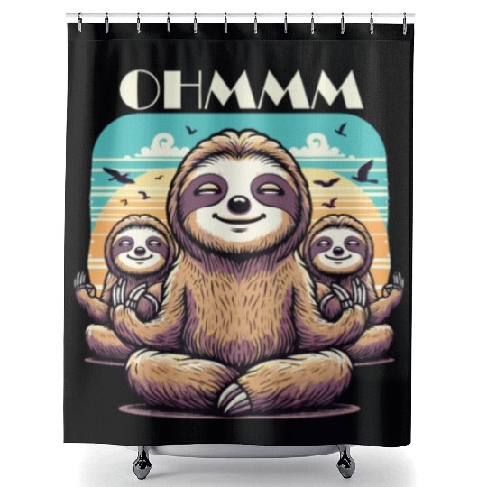Lazy Meditation Relaxation Sloth Chillers Shower Curtains