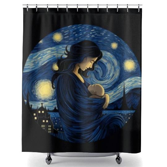 Breastfeeding Starry Night Shower Curtains Motherhood