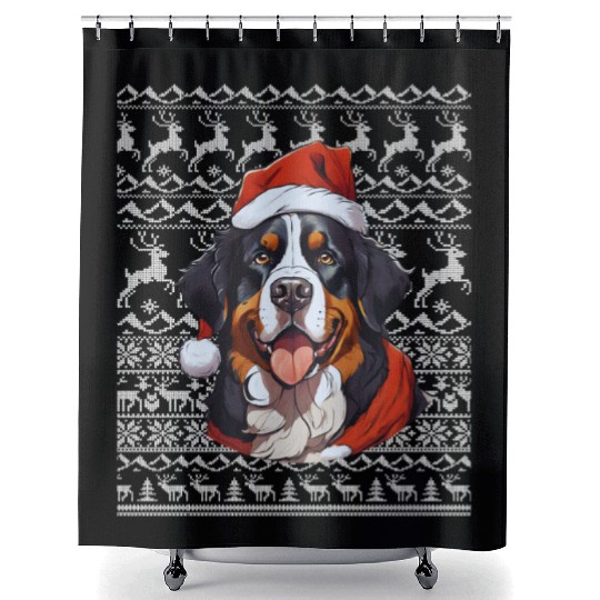 bouvier bernois santa claus christmas Shower Curtains