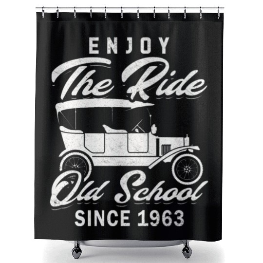 Vintage car 1963 60th birthday present men Shower Curtains