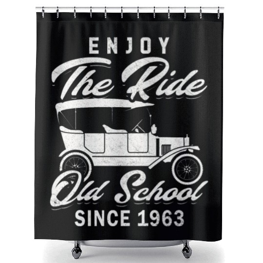 Vintage car 1963 60th birthday present men Shower Curtains