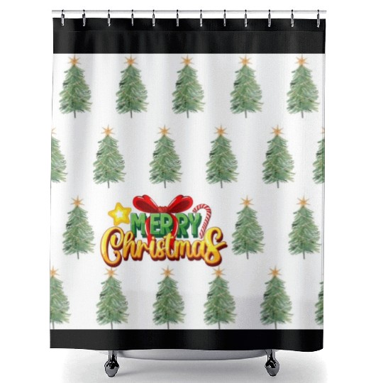 Green Christmas Tree Pattern Shower Curtains