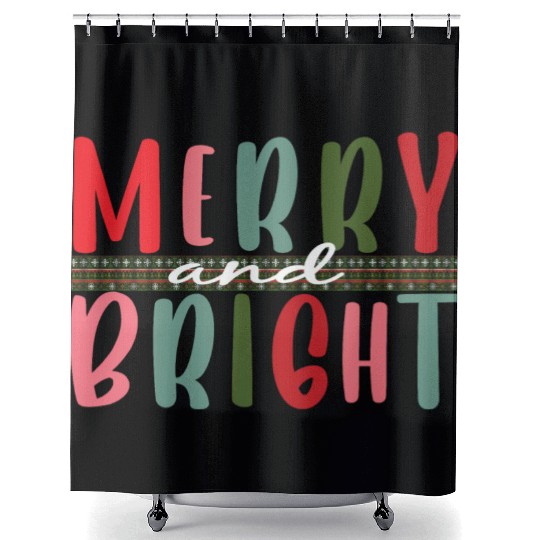 Womens Merry and Bright Christmas Tree Shower Curtains