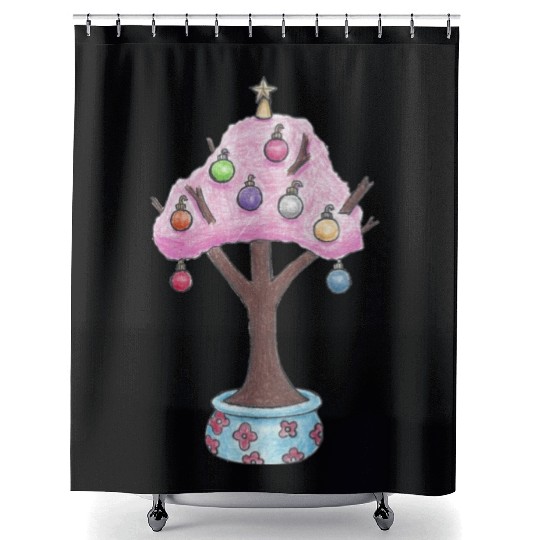 Christmas Cherry Tree Japanese Shower Curtains