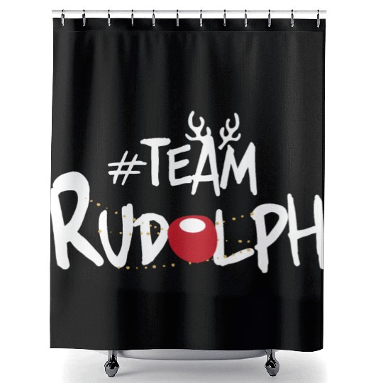 Team Rudolph Funny Christmas Reindeer Lover Meme Shower Curtains