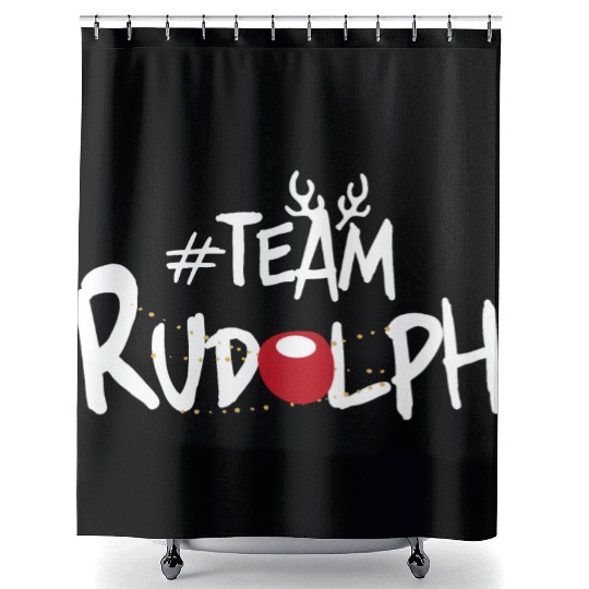 Team Rudolph Funny Christmas Reindeer Lover Meme Shower Curtains