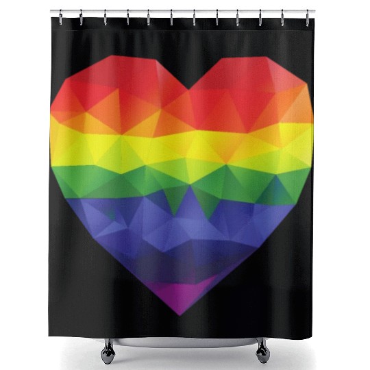 Rainbow Heart Shower Curtains