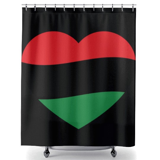 Pan African Flag Love Heart Shower Curtains