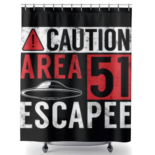 Caution Area 51 Escapee Alien Aliens Ufo Gifts Shower Curtains