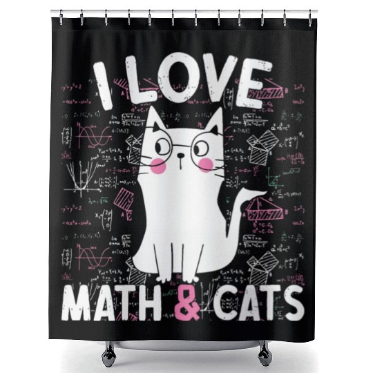 I Love Math and Cats Feline Lover Shower Curtains