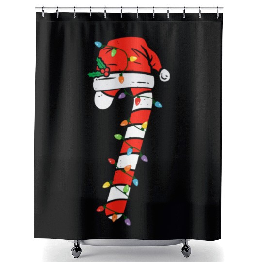 Christmas Candy Cane Santa Xmas Kids Toddler Youth Shower Curtains