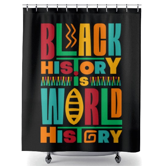 Black History Is World History Colorful Typography Shower Curtains