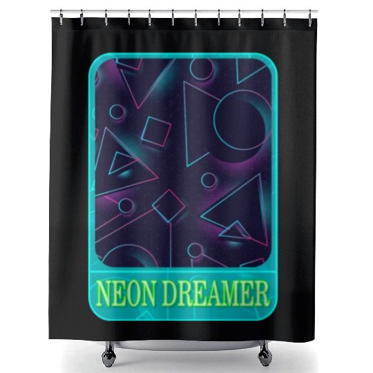 Geometric Shower Curtains, Neon Dreamer Shower Curtains, Gift For Math