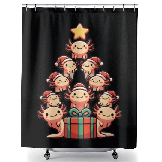 Axolotl Christmas Tree Merry Christmas Shower Curtains