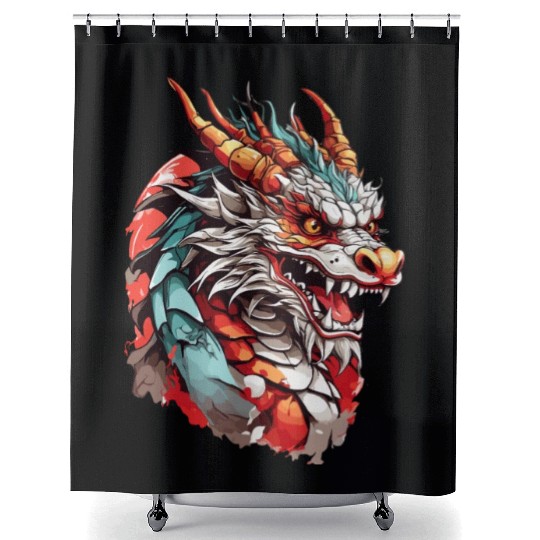 Chinese Dragon Head Shower Curtains design