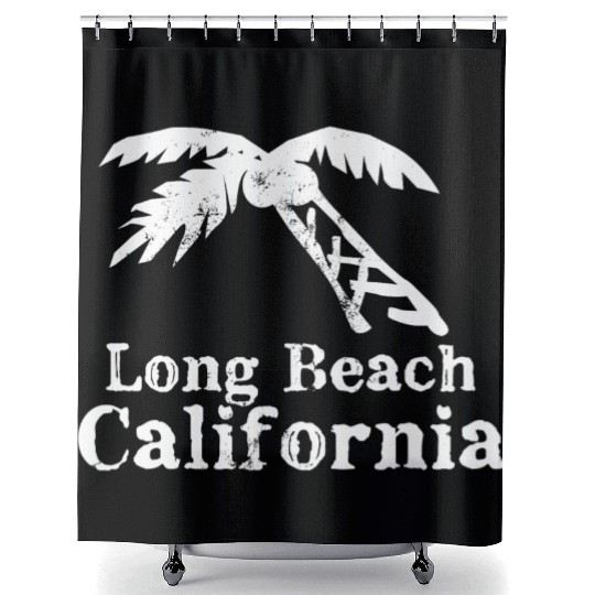 Long Beach California Palm Tree Souvenirs Gifts Shower Curtains