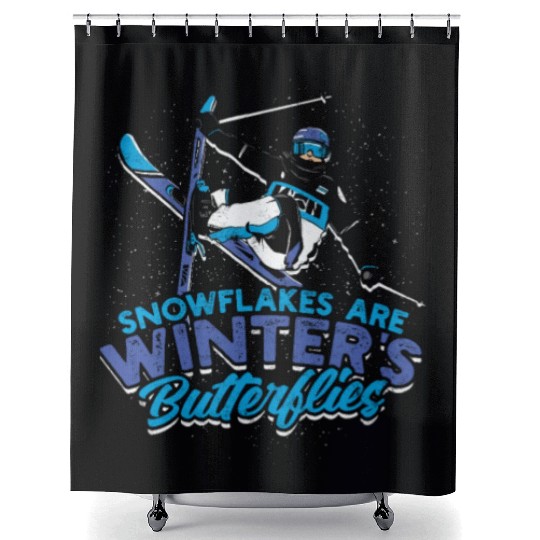 Snowflakes are winter's butterflies - Ski Shower Curtains