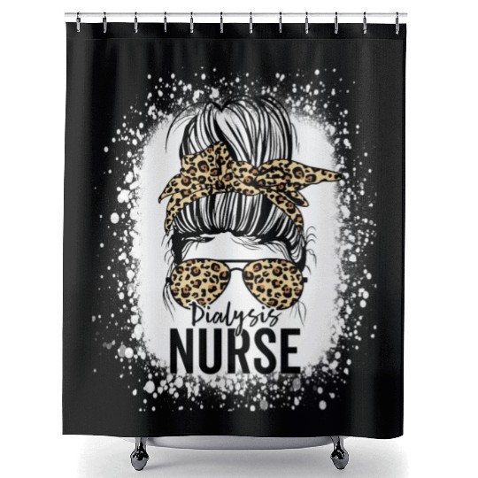 Dialysis Nurse Appreciation Messy Bun Dialysis Shower Curtains