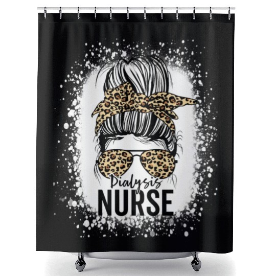 Dialysis Nurse Appreciation Messy Bun Dialysis Shower Curtains