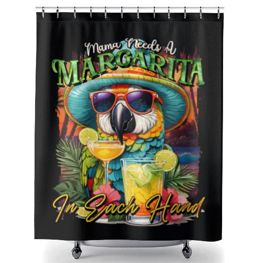 Balanced Diet is A Margarita in Eachs Hands Parrot Shower Curtains