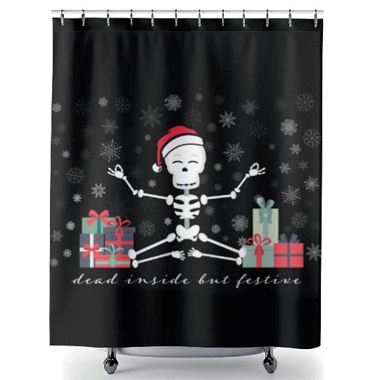 Dead Inside but Festive Shower Curtains