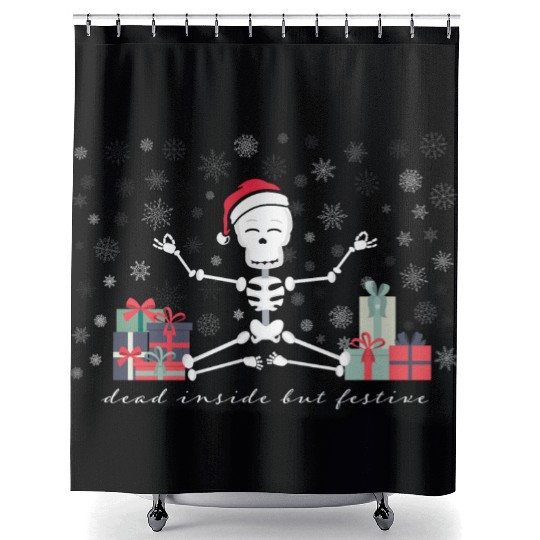 Dead Inside but Festive Shower Curtains