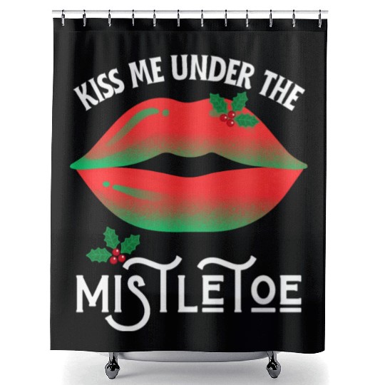 Kiss me under the Mistletoe Ugly Christmas Sweater Shower Curtains