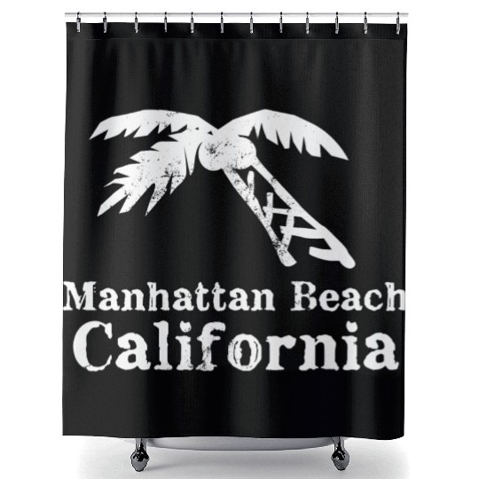 Manhattan Beach California Palm Tree Souvenirs Shower Curtains