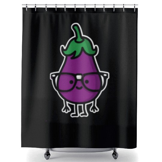 Aubergine eggplant genius Aubergenius Shower Curtains