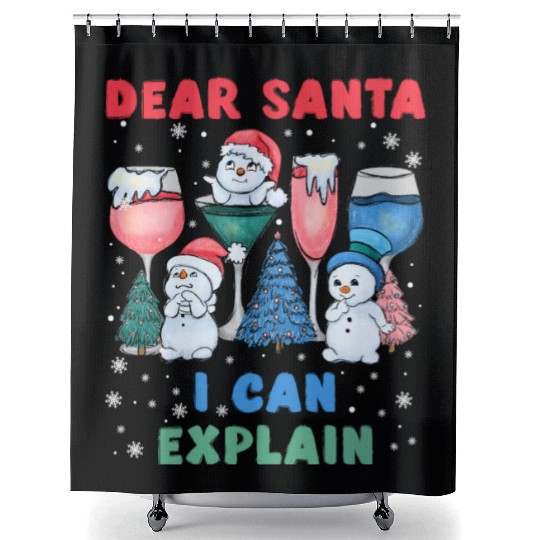 Schneemann Dear Santa I can Explain Funny Shower Curtains