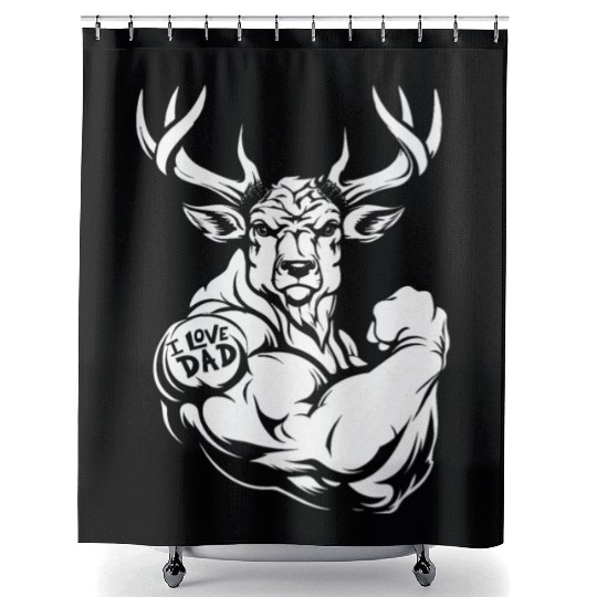 Deer Biceps Tattoo I Love Dad Shower Curtains