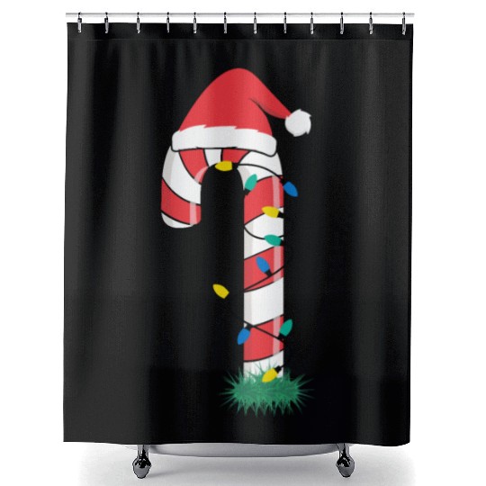Christmas Candy Cane Santa Xmas Kids Toddler Youth Shower Curtains