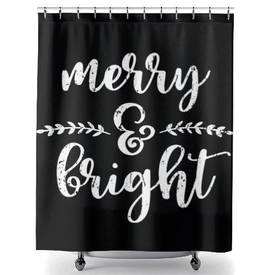 Merry And Bright Meme Funny Christmas Vintage Shower Curtains