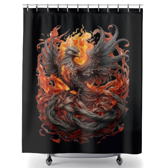 Phoenix Ascendant: Majestic Bird Design Shower Curtains